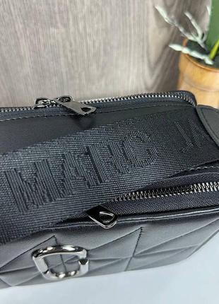 Женская стеганая сумочка клатч черный с черным9 фото