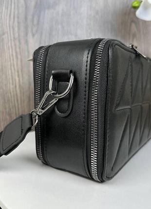 Женская стеганая сумочка клатч черный с черным5 фото
