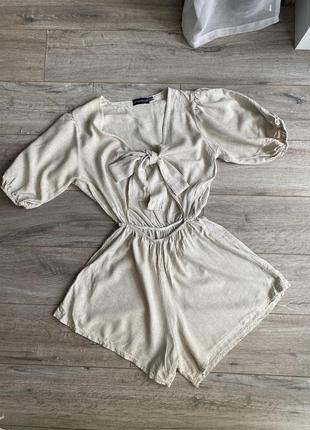 Лляна сукня комбінезон з льону сарафан льон