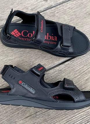 Мужские кожаные сандалии columbia black red / smb