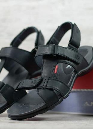 Мужские кожаные сандалии antec black  ⁇  smb