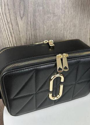 Женская стеганая сумочка клатч черный с золотым4 фото