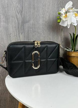 Женская стеганая сумочка клатч черный с золотым2 фото