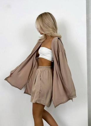 Костюм ( рубашка + шорты)белый, хаки, беж, черный