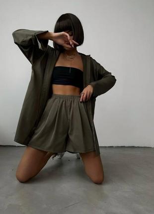 Костюм ( рубашка + шорты)белый, хаки, беж, черный