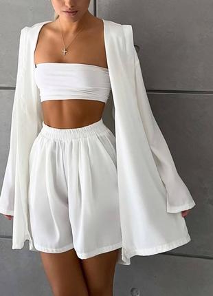 Костюм ( рубашка + шорты)белый, хаки, беж, черный