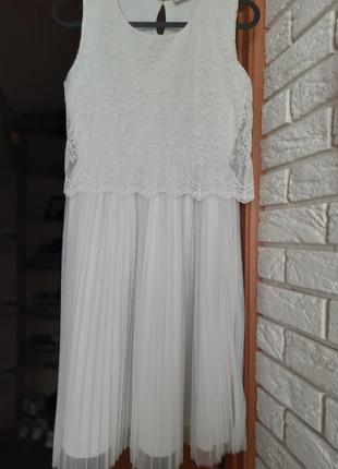 Белое платье плиссе 12-13 рокиа lc waikiki