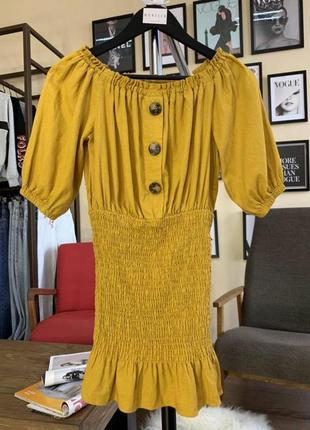 Горчичное желтое платье zara4 фото