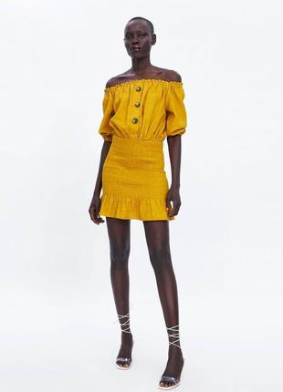 Горчичное желтое платье zara3 фото