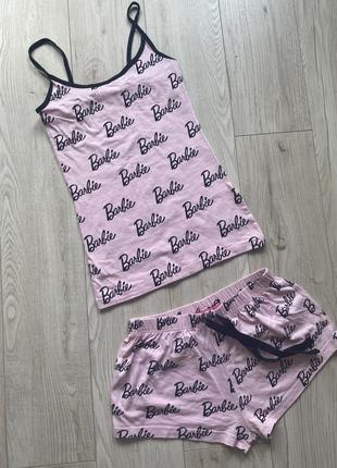 Красивая пижама шортами коттон barbie розово-черная 4-6 2хс
