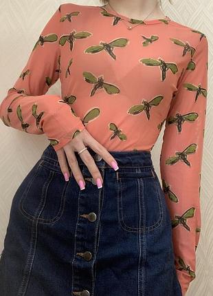 Лонгслив-сеточка с открытой спинкой