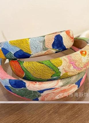 Широкий модный разноцветный удобный обруч ободок