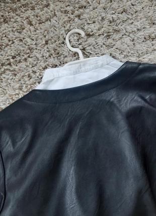 Базовый черный  кожаный жакет/пиджак ,p. 38-409 фото