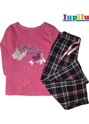 12-24 мес пижама для девочки lupilu лонгслив штаны ясельная домашняя одежда хлопковая реглан