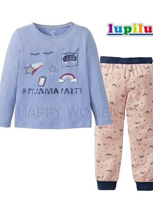 12-24 мес пижама для девочки lupilu лонгслив штаны ясельная домашняя одежда хлопковая реглан