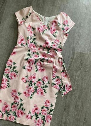 Платье  с цветочным принтом розами3 фото