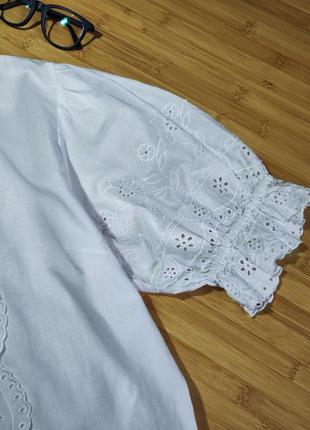 Topshop❤️‍🔥 белая коттоновая рубашка блуза с 
вышивкой ришелье
, uk 165 фото