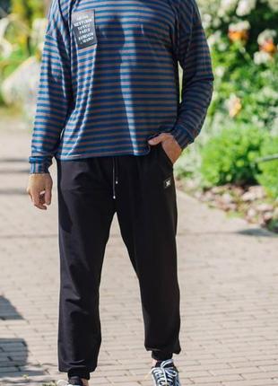 Спортивный костюм мужской легкий летний батал на лето черный синий свободный оверсайз брюки джогеры свитшот6 фото