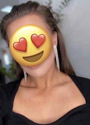 Нові вечірні сережки новые вечерние блестящие серьги серёжки сваровски бижутерия цепочки длинные swarovski
