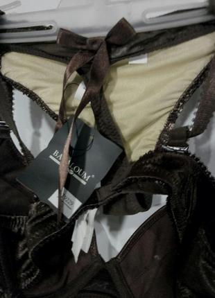Balaloum комплект нижнего белья женский кружевной коричневый с бежевым6 фото