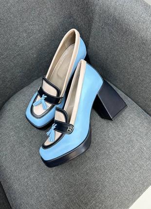 Эксклюзив!! голубые голубые туфли из итальянской натуральной кожи1 фото