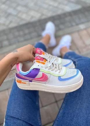 Кроссовки женские nike air force 1 найк аэр форсы разноцветные кожа4 фото