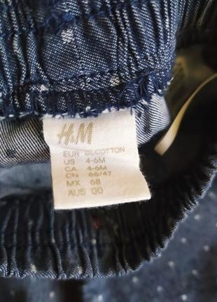Модные летние джинсоыве в горошек штанишки hm на 4-6 месяцев.4 фото