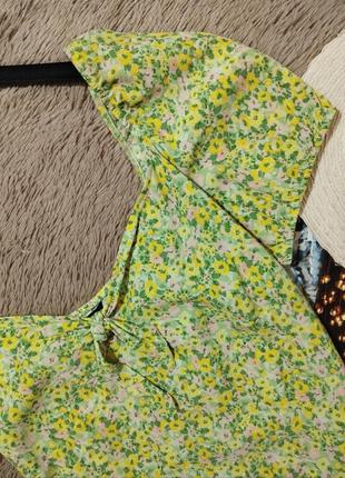 Гарний квітковий топ з зав'язкою та рукавами-ліхтариками/блузка/блуза4 фото