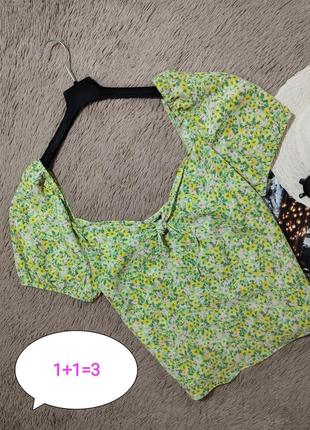 Гарний квітковий топ з зав'язкою та рукавами-ліхтариками/блузка/блуза1 фото