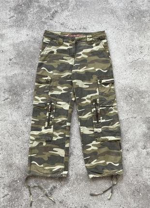 Vintage y2k cargo pants женские камуфляжные карго штаны широкие в стиле авангард с карманами размер м