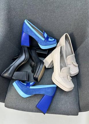 Черные туфли на устойчивом широком каблуке из итальянской кожи8 фото