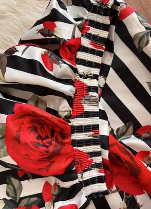 Шикарная юбка макси в пол в полоску и розы 🌹8 фото