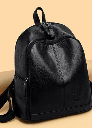 Женский кожаный городской черный бордовый коричневый фиолетовый рюкзак городской ранец сумка2 фото
