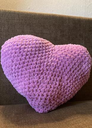 Подушка сердце( велюровая пряжа)2 фото
