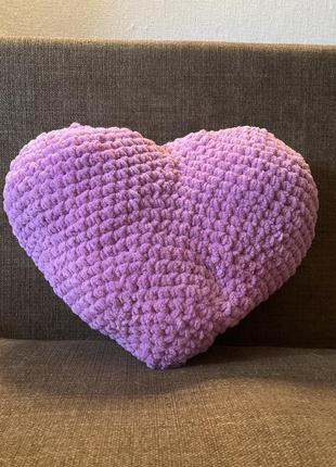 Подушка сердце( велюровая пряжа)6 фото