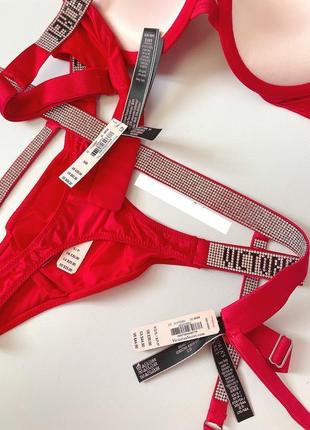 Victoria's secret original 32d 75c 70c shine s m комплект білизни зі стразами4 фото