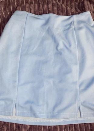 Юбка юбка женская shein голубая, в клетку размер xs-s3 фото