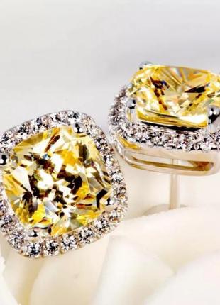 Комплект набор серебряных украшений женский серебряное женское кольцо с цитрином желтым камнем серебряные серьги пусеты гвоздики с цирконами шикарный5 фото
