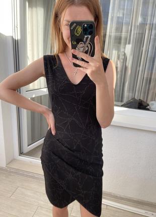 Міні сукня вечірня з драпіровкою збоку плаття чорне1 фото