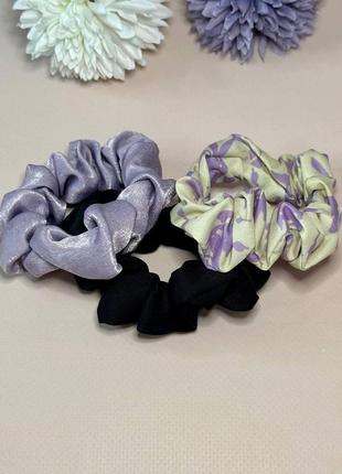 Набор резинок для волос цветная гамма сиреневый черный (3 шт)