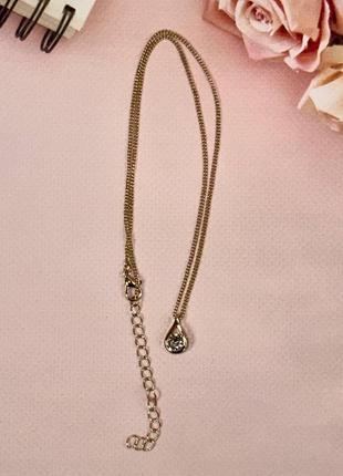 Женская цепочка на шею золотистого цвета с кристаллом swarovski4 фото