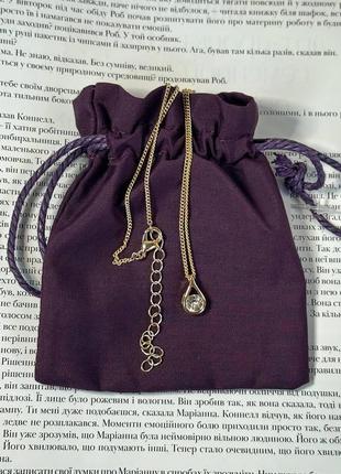 Жіночий ланцюжок на шию золотистого кольору з кристалом swarovski8 фото