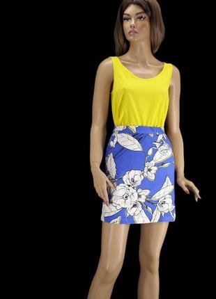 Брендовая юбка мини "warehouse" с цветочным принтом. размер uk6/eur34.4 фото