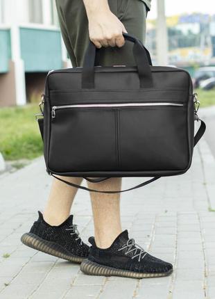 Стильная качественная деловая сумка для ноутбука и документов из эко кожи capitalist портфель черный1 фото