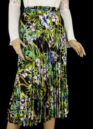 Красивая плиссированная юбка миди "primark" с цветочным принтом. размер uk8/eur36.