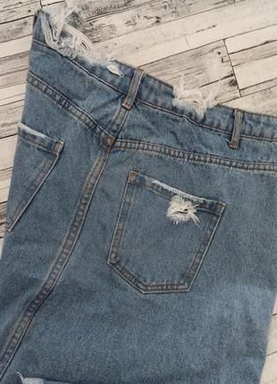 Шикарная джинсовая юбка рваная с разрезом спереди5 фото