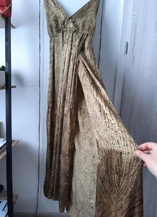 Плаття сукня максі довга сліп в більовому стилі шовк 100% з розрізом на запах3 фото