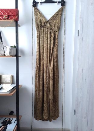 Плаття сукня максі довга сліп в більовому стилі шовк 100% з розрізом на запах