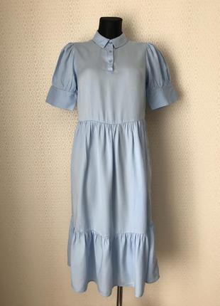 Красивое нежно-голубое платье с оборкой от soyaconcept, размер xs-s