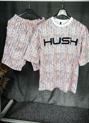 Ефектний яскравий чоловічий літній преміум костюм шорти і футболка комплект на відпустку в курорт hush